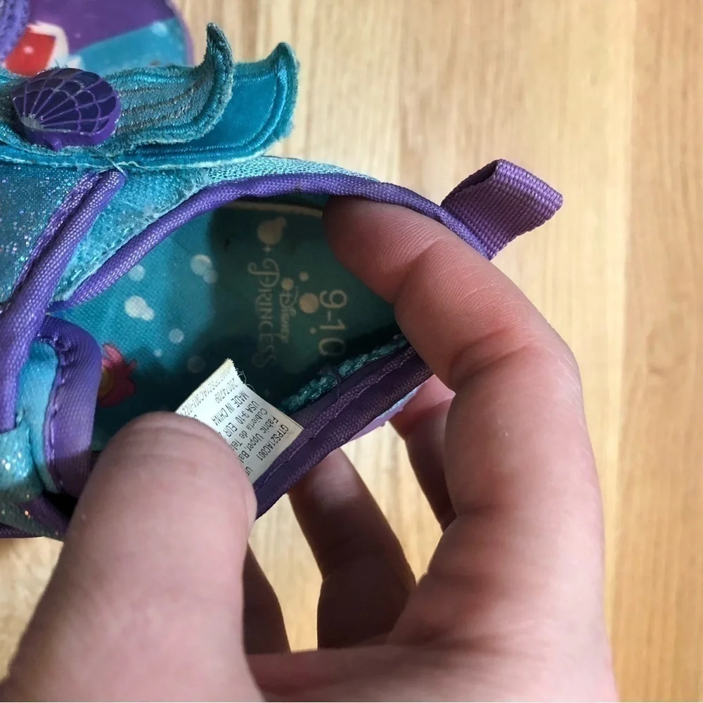 Little Mermaid Ariel Swim Shoes Sz 9 10 Purple Girls Kids Toddler Blue